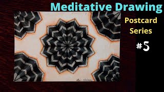 Zentangle Inspired Meditative Drawing || Postcard Series Part 5