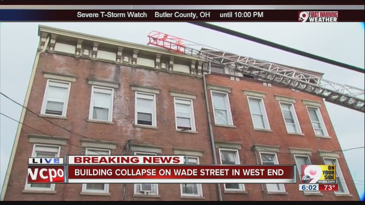 Chimney collapses on building in West End.
