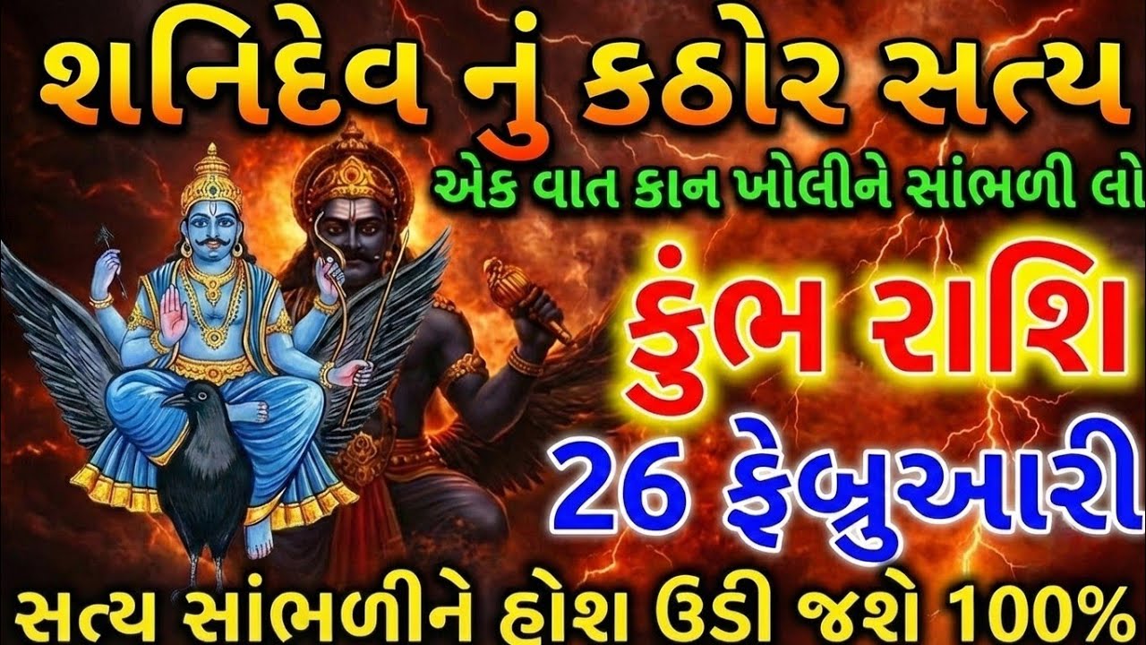૨૬ ફેબ્રુઆરી ૨૦૨૬ ⚠️ શનિની સાડાસાતી કુંભ રાશિવાળાઓ એક વાત કાન ખોલીને સાંભળી લો🔥 શનિએ ખોલી દીધું સત્ય