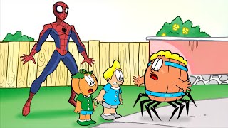 O Homem Aranha - Barril, Rafa e Cabeção com o Super-herói, Homem Aranha