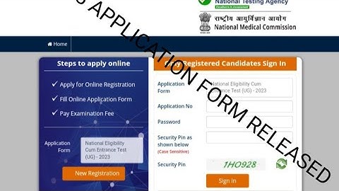 Neet 2023 Application Form Released