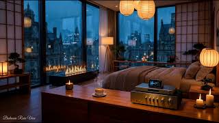 🌧️ Rainy Penthouse Deep Sleep Jazz | Cozy Skyline Ambience for Relaxing Nights #music #jazz