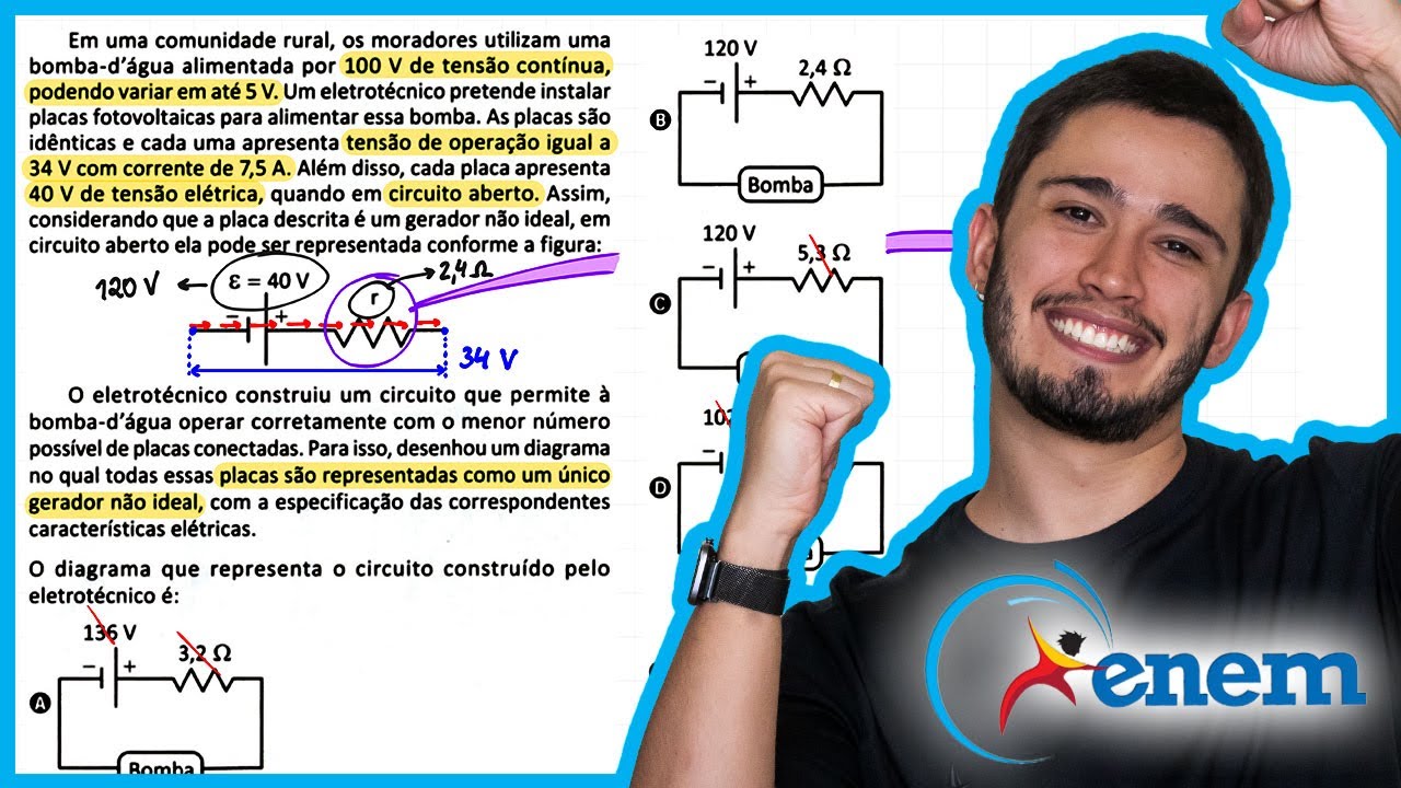 ENEM 2025 - Em uma comunidade rural, os moradores utilizam uma bomba d'água alimentada por 100 V de