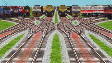 All Real Realstic Trains 🟡 Crossing At Bumpy Curves Railroad Tracks l Railways Tracks | #trainvideo 