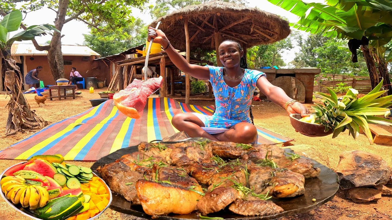 PAN FRY STEAK 🥩| Tender Beef Recipe Village Style with Rice | African Life