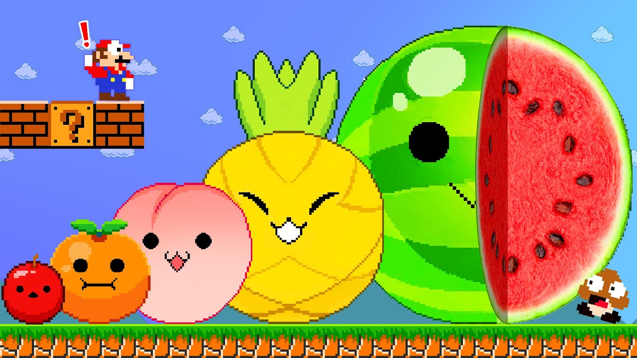 Mario vs SUIKA: Can Mario Escapes From SUIKA Water Melon Challenge Game? | ADN MARIO GAME