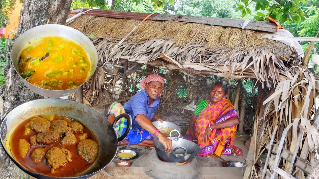Traditional Fish Egg Curry and Vegetable Dal: Cooking and Dining with an Elderly Santali Couple