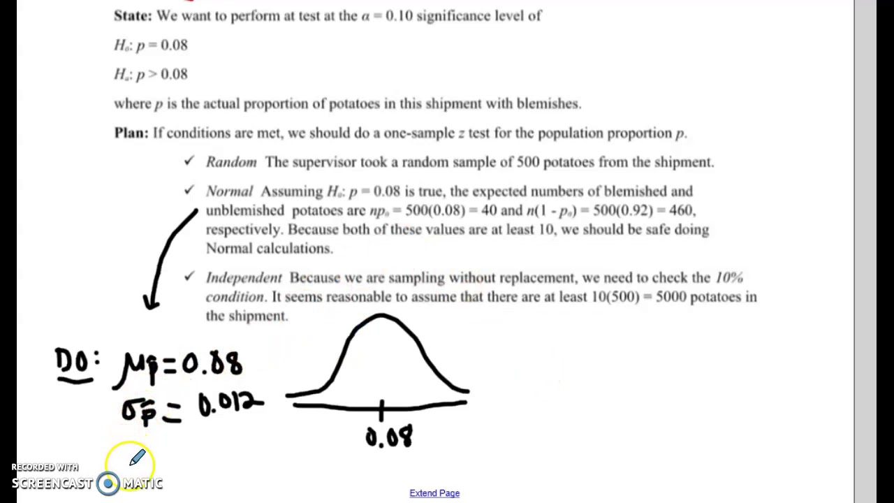 formula hypothesis test proportion