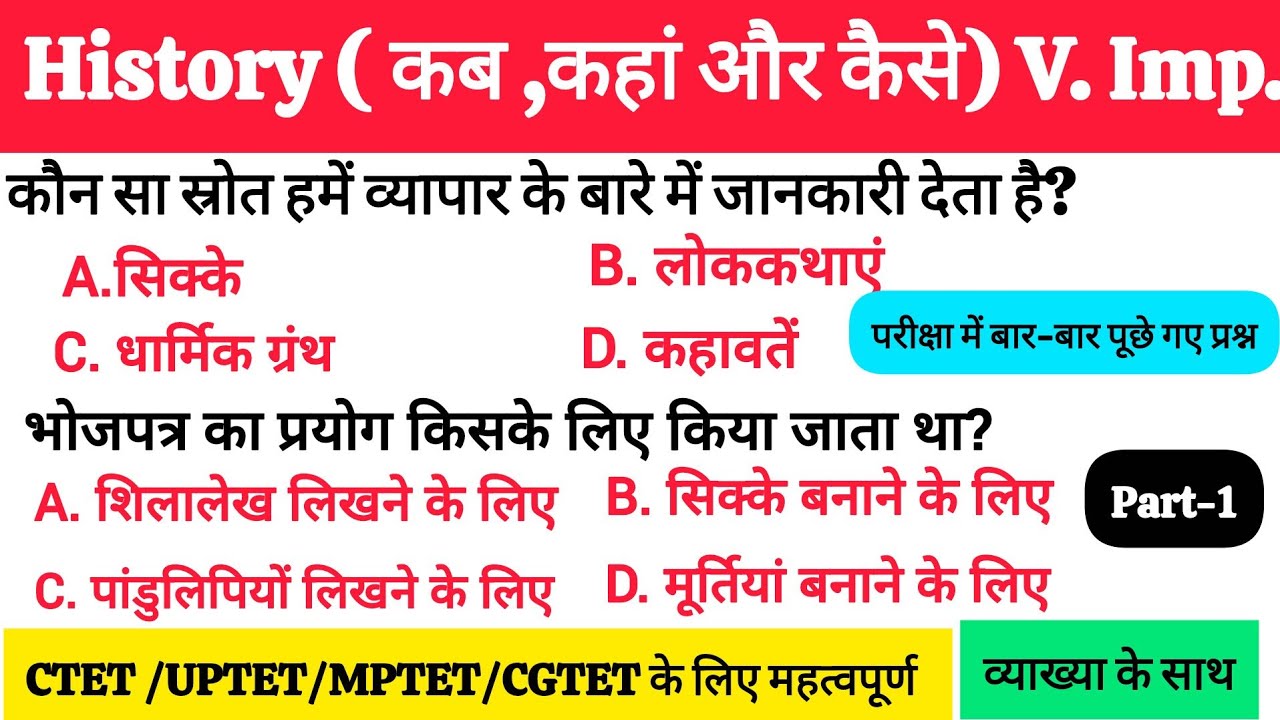 इतिहास प्रश्नोत्तरी( कब कहां और कैसे) शिक्षक भर्ती के लिए महत्वपूर्ण