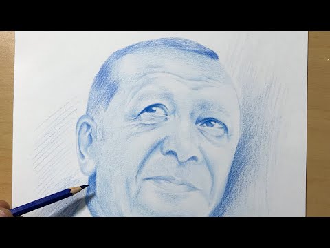 Recep Tayyip Erdoğan çizimi / renkli kalemle hızlı çizimi