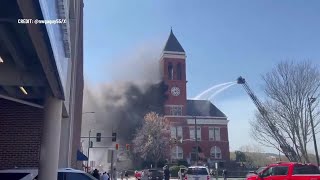 Flames fully engulf historic courthouse in downtown Rome