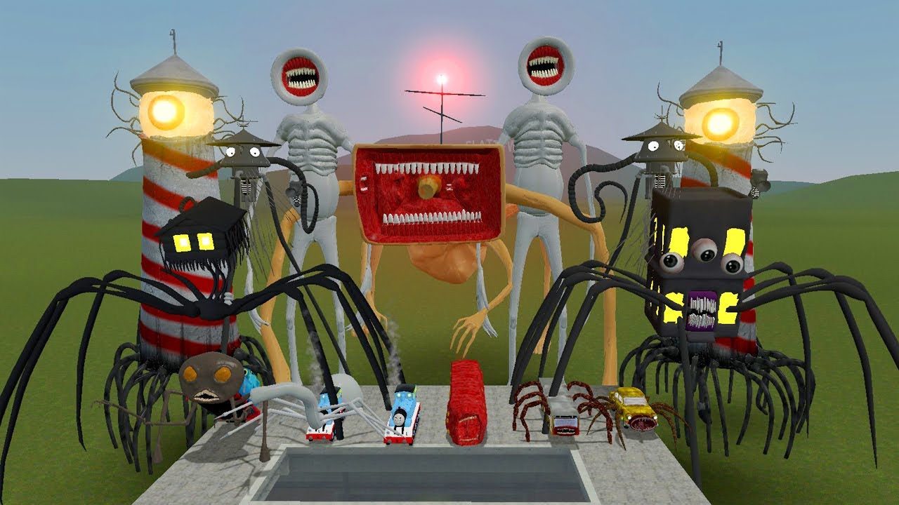 Monster Battle: HOUSE HEAD, CAR EATER, BUS EATER, CHOO CHOO CHARLES, TRAIN EATER, MEGAHORN (GMOD)