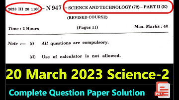 Science-2 2023 Complete Question Paper Solution Maharashtra Board | SSC 10th Class Maharashtra Board
