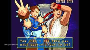 Marvel vs capcom clash of super heroes Ryu and Chun Li Arcade Gameplay