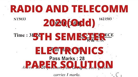 Radio and Telecommunication 2020(ODD) 5th Semester Electronics Engg Paper Solution