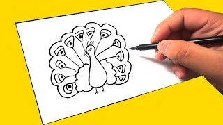 Tavus Kuşu Nasıl Çizilir? - En Kolay Tavus Kuşu Çizimi - How to draw a peacock (EASY) / #SenDeÇiz