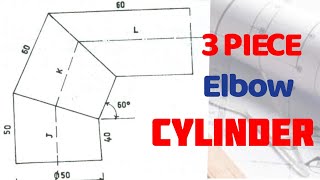 Development of 3 piece Cylindrical Elbow in | Technical drawing | Engineering drawing