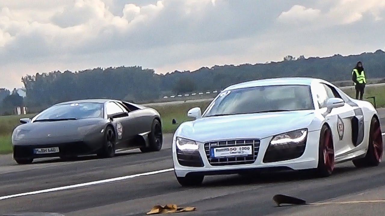 Audi R8 V10 vs Lamborghini Murcielago - DRAG RACE! - YouTube