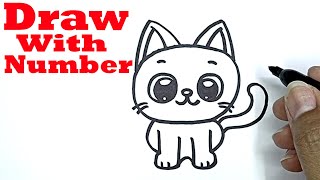 how to draw a cat easy with number 3 drawing with number