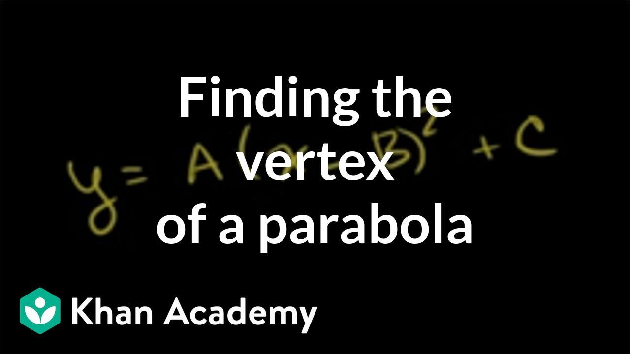 Finding the vertex of a parabola example | Quadratic equations | Algebra I | Khan Academy