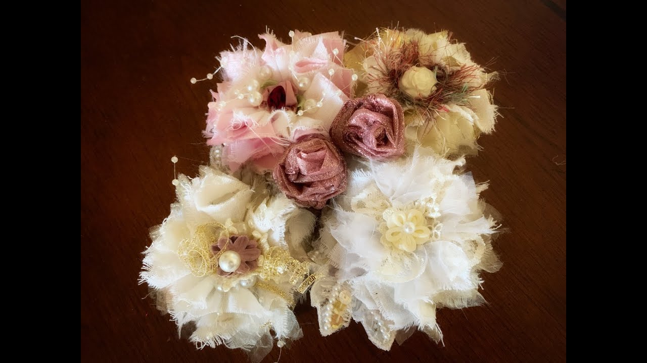 Crafty Shabby flowers with scrap fabric