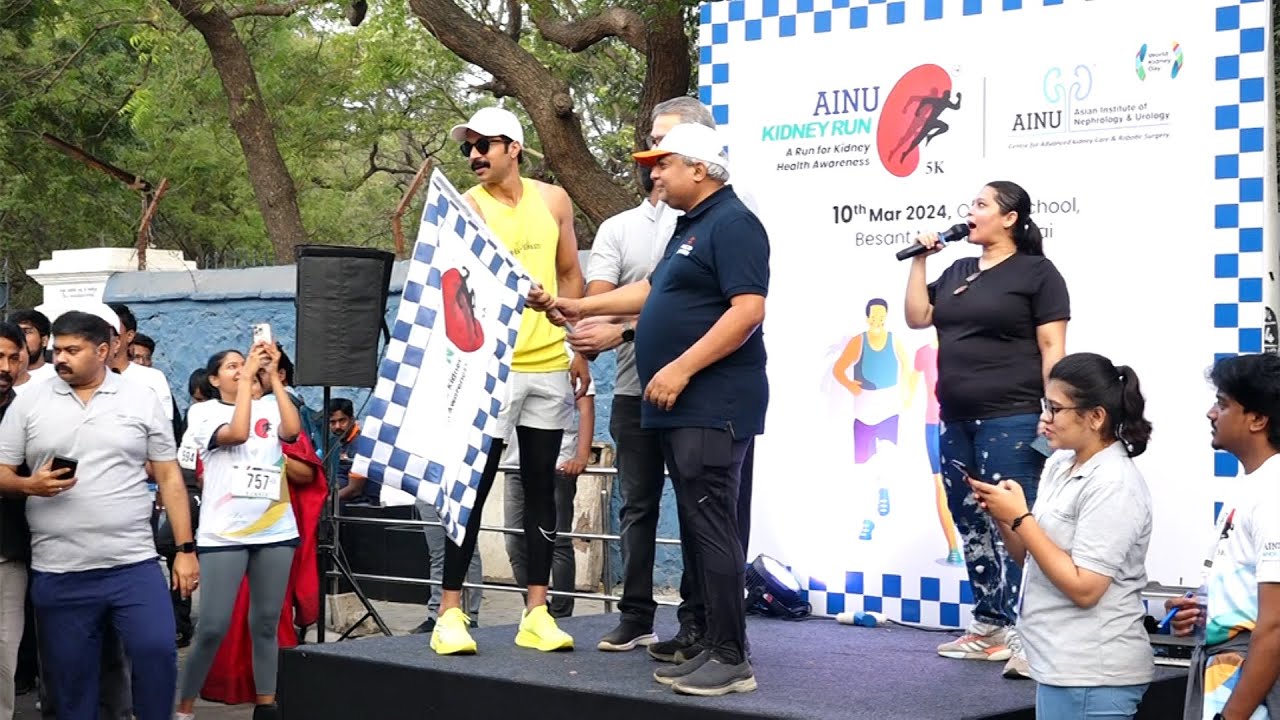 Actor Santhosh Prathap flagged off AINU KIDNEY RUN to create awareness on kidney health