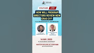 Webinar Live | How Program Directors will review the New ERAS CV?
