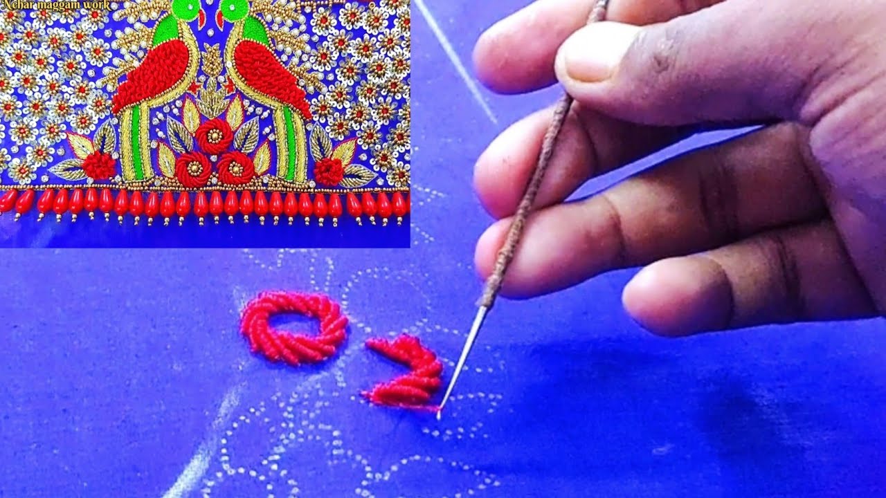 Thread Spring stitching Maggam work new Design, Thread Spring stitch ...