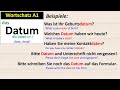 Wortschatz A1: Datum