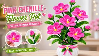 🌸 DIY Pipe Cleaner Flowers | Beautiful Pink Flower Pot 💗🌿 screenshot 5