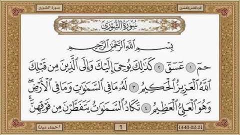 سورة الشورى، مكتوبة، حسن صالح، بدون اعلانات.