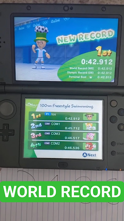 *WR* 100m Freestyle | Mario & Sonic at the Rio 2016 Olympic Games (3DS) | 42s912ms #wr #mariosonic