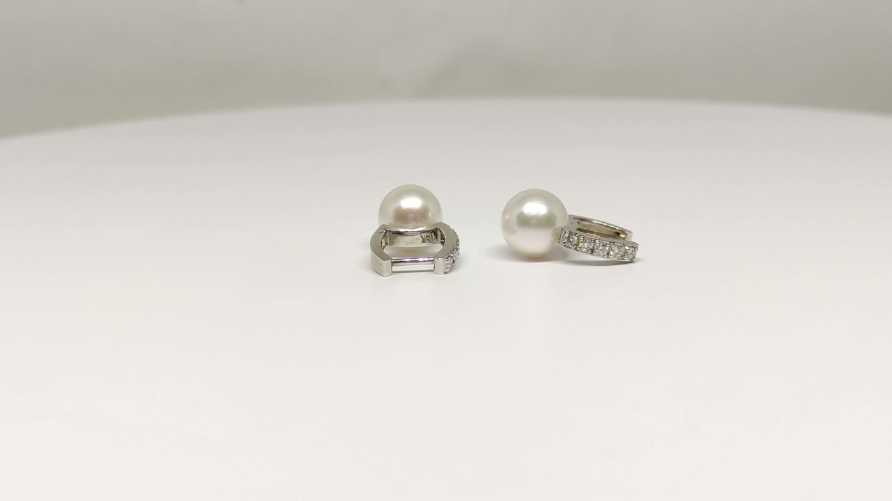 Boucles D'oreilles Perles Akoya Bleu Gris - Argent Et Or Jaune 18ct - Neuf Avec étiquettes