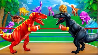 2 Dinosaurs Clash: Epic Boxing Challenge Between Black Trex & Red Trex | Jurassic World Fights