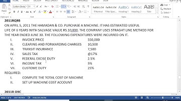2nd Year Depreciation 2011 Regular Question 9B Accounting BIEK