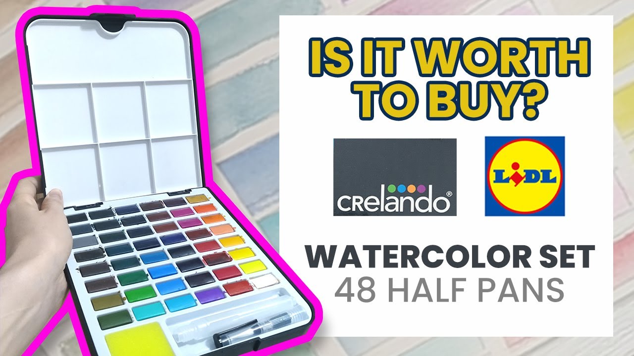 CHEAPEST watercolor set - LIDL (Crelando) 48 half pans watercolor review -  YouTube