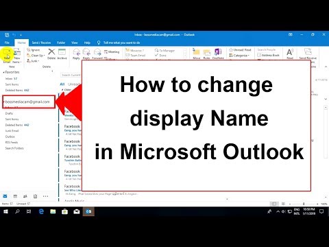 How to change display account name in Ms Outlook 2019