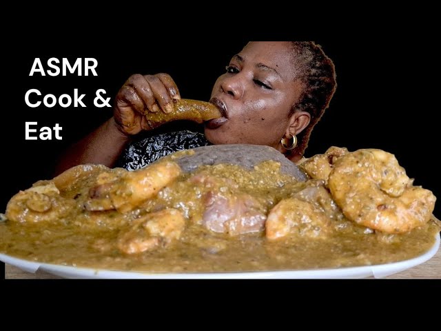 African food mukbang Amala and okra soup mukbang 