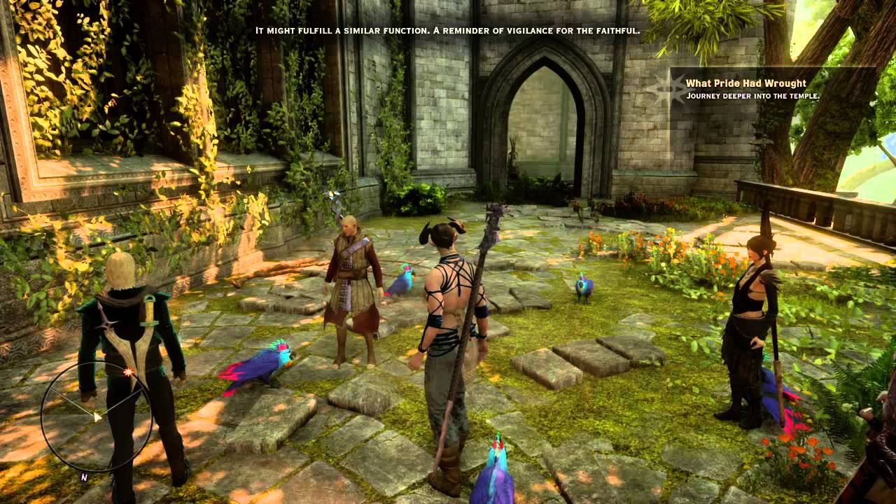 Temple of Mythal: Morrigan & Solas argue over Dread Wolf statue.