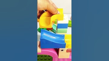 Satisfying Building Blocks Marble Run ASMR Plane and Dinosaurs course SHORTS #marblerun