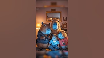 Capybara family watching TV #capybara #capy #aivideo #shorts