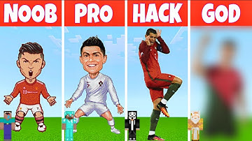 Minecraft NOOB vs PRO vs HACKER vs GOD || Cristiano Ronaldo Pixel Art Build Challenge