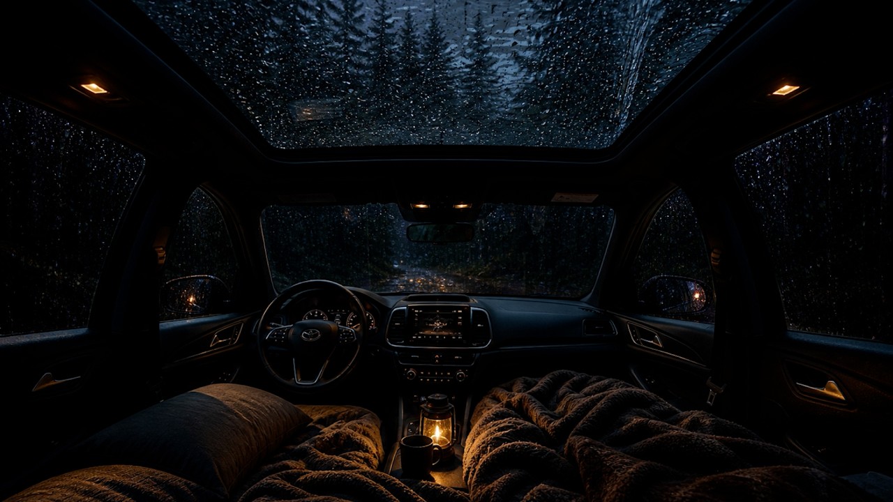 Forest Rain at Night in a Cosy Car | 8 Hours of Rain Sounds for Sleep ...