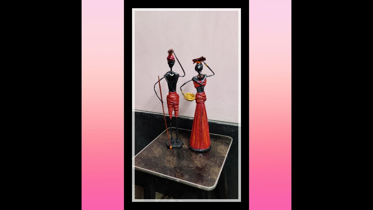 Newspaper Craft||African Dolls making/ Waste material craft