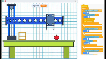 Robot: brazo lineal en Scratch que recoge frutas