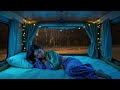 Listen to the rain on the camping car window in the night park for deep sleep - A Night Thunderstorm
