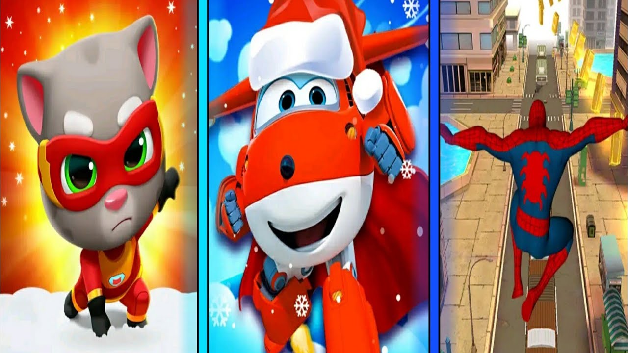 Super Wings : Jett Run VS Subway Talking Tom Hero Dash VS Spider Endless Subway Hero Run Gameplay