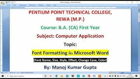 Online class on MS Word by manoj gupta PPTC Rewa