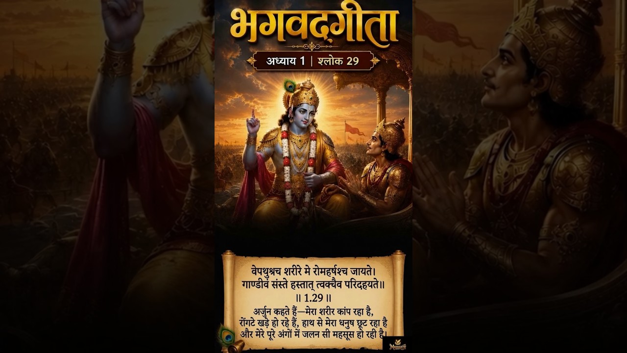 1.29 Hindi भगवद्गीता Chpt 1 Shlok 29 अर्जुन के हाथ से छूटने लगा धनुष #arjuna#krishna  #bhagavadgita