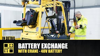 Electric Forklift truck Battery exchange  HysterⓇ Power Solutions